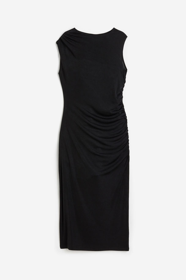 H&M Kleid mit Raffungen Schwarz