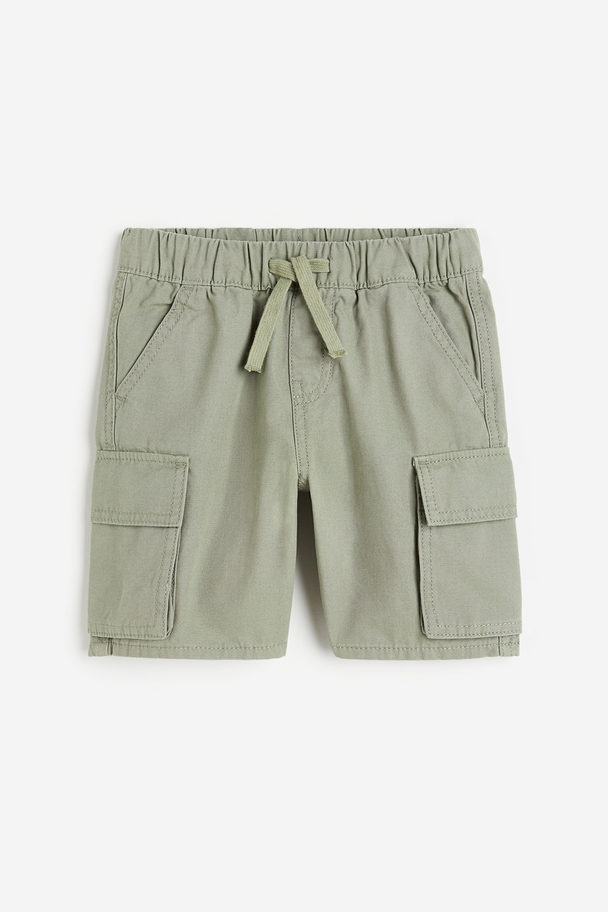 H&M Cotton Cargo Shorts Grey-green