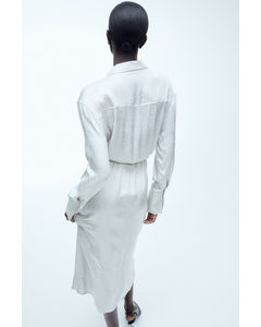Wrap Shirt Dress Light Grey/snakeskin-patterned