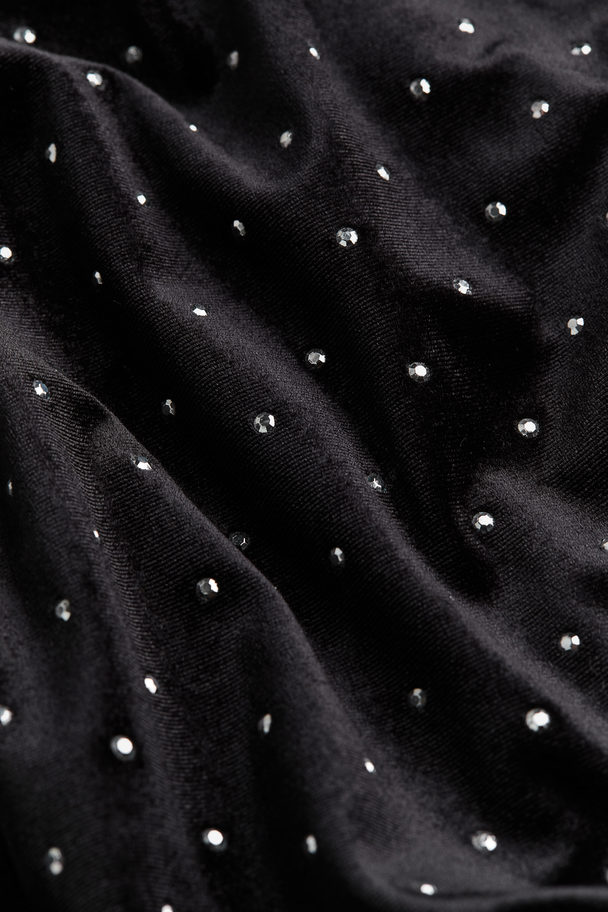 H&M Bodycon-Kleid mit eckigem Ausschnitt Schwarz/Nieten