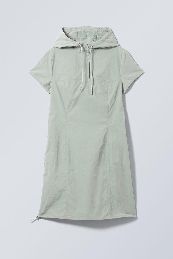 Weekday Nylon Hooded Mini Dress Dust Grey