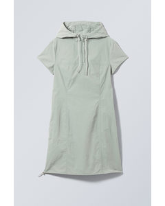 Nylon Hooded Mini Dress Dust Grey