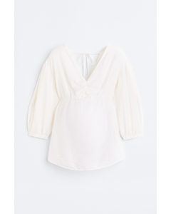 Mama Blouse Met V-hals Roomwit