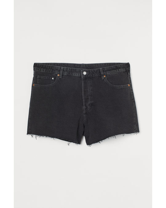 H&M H&m+ Vintage High Denim Shorts Black/washed Out