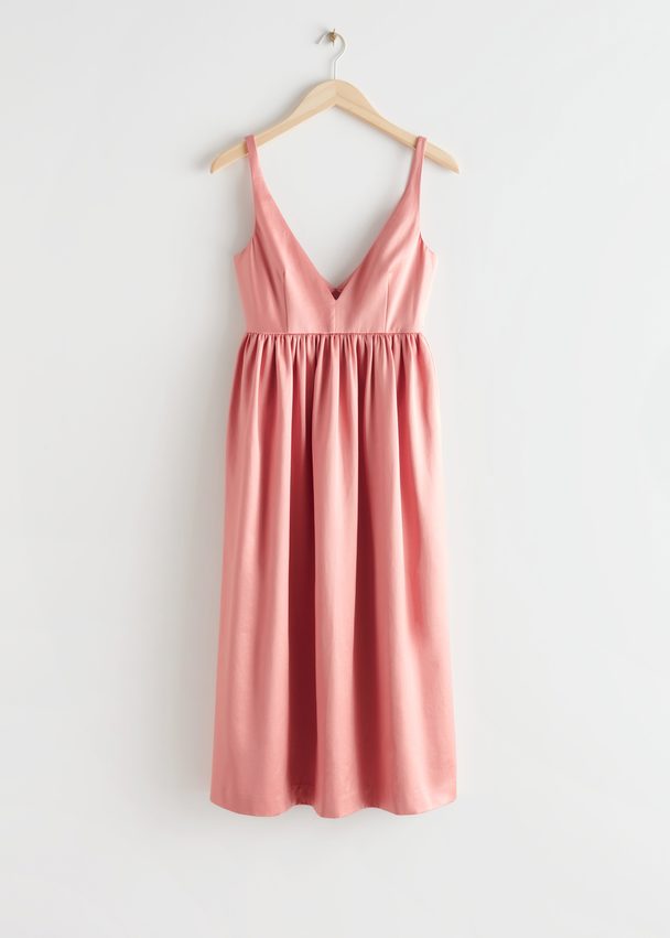 & Other Stories Flared Strappy Midi Dress Dusty Pink