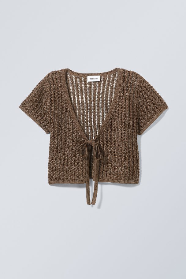 Weekday Diana Crochet Top Dark Brown