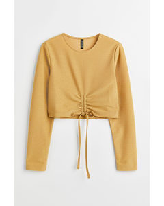 Drawstring-detail Jersey Top Gold-coloured