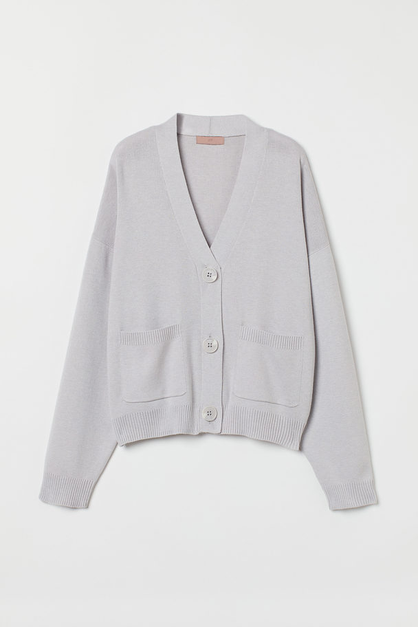 H&M Fine-knit Cardigan Light Grey