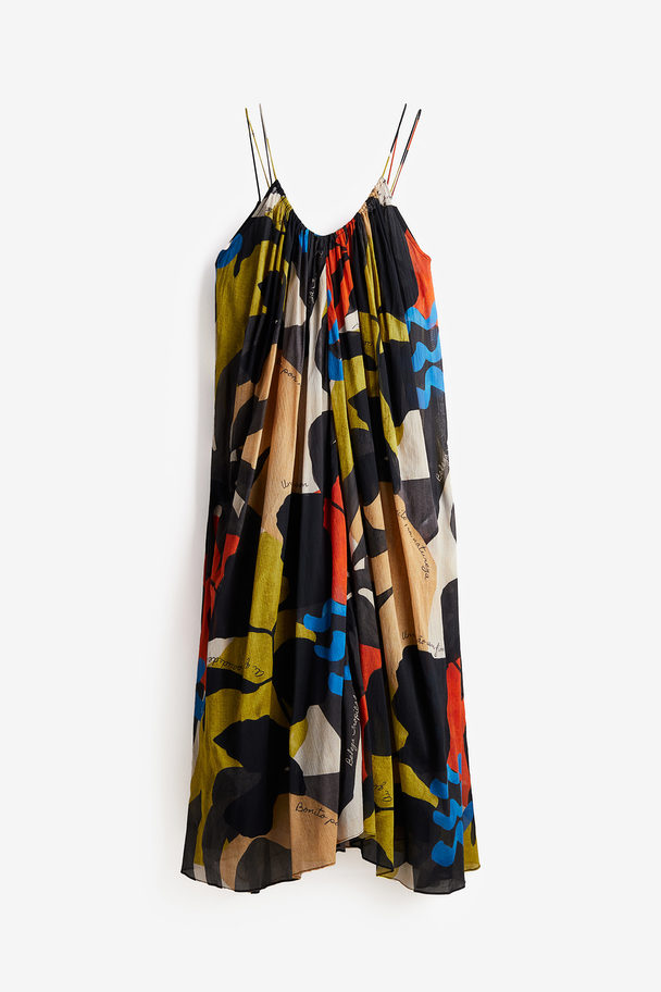 H&M A-line Maxi Dress Black/patterned