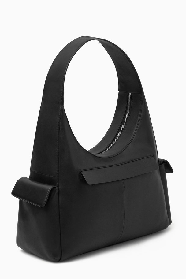 COS Pocket Shoulder Bag - Leather Black