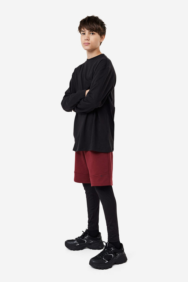 H&M Drymove™ Sports Tights With Shorts Dark Red/black