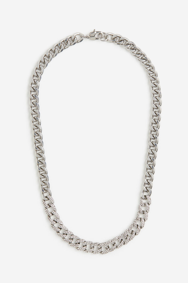 H&M Rhinestone-embellished Necklace Silver-coloured