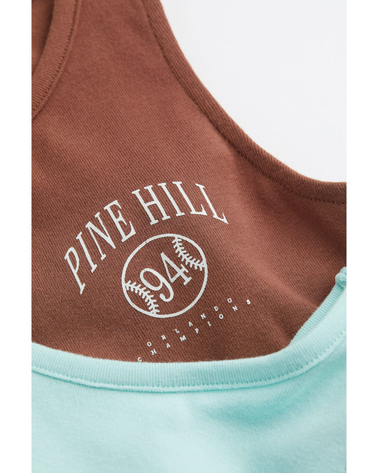 H&M 2-pack Cotton Vest Tops Brown/pine Hill