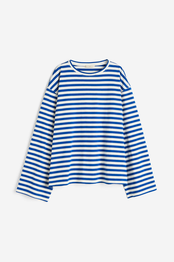 H&M Long-sleeved Jersey Top Blue/white Striped