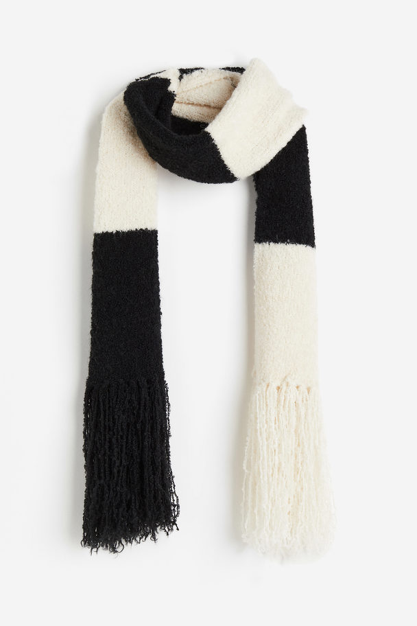 H&M Bouclé Scarf Black/striped