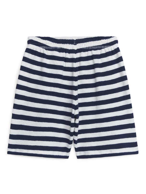 ARKET Textured Jersey Shorts Dark Blue/stripes