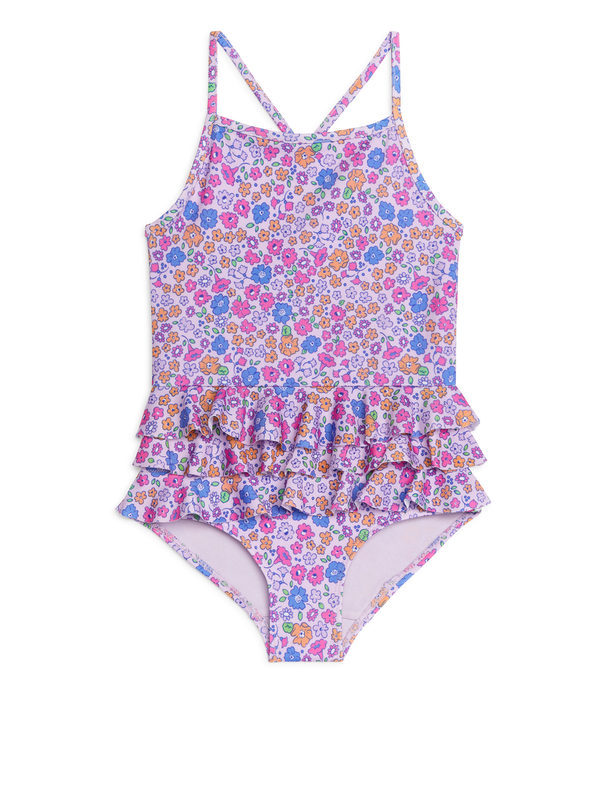 ARKET Frill Swimsuit Lilac