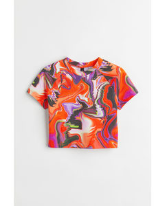 Cropped T-shirt Orange/mønstret