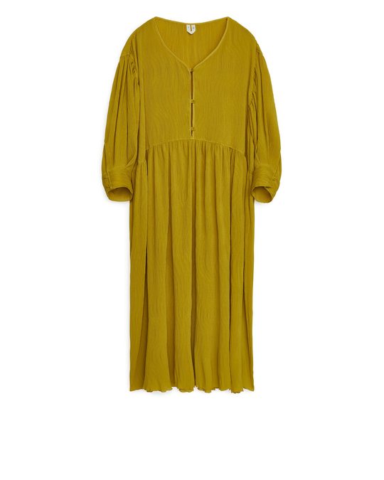 Arket Crinkle Wide-fit Dress Yellow