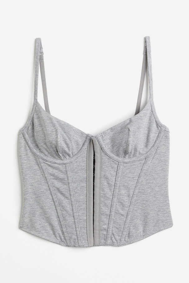 H&M Non-padded Cotton Bustier Light Grey Marl