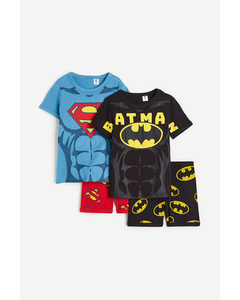2-pack Printed Pyjamas Blue/batman And Superman