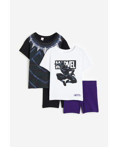 2er-Pack Pyjamas mit Print Schwarz/Black Panther