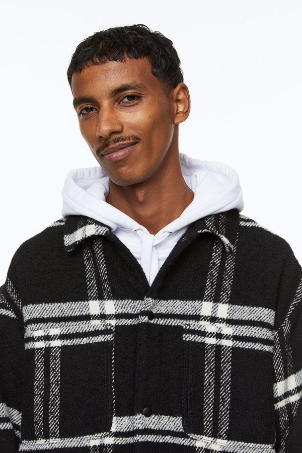 H&M Oversized Fit Overshirt Black/white Checked