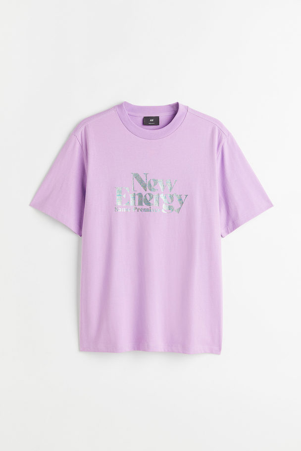 H&M Regular Fit Cotton T-shirt Light Purple/new Energy