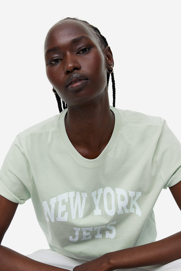 H&M T-shirt With A Motif Light Green/new York Jets