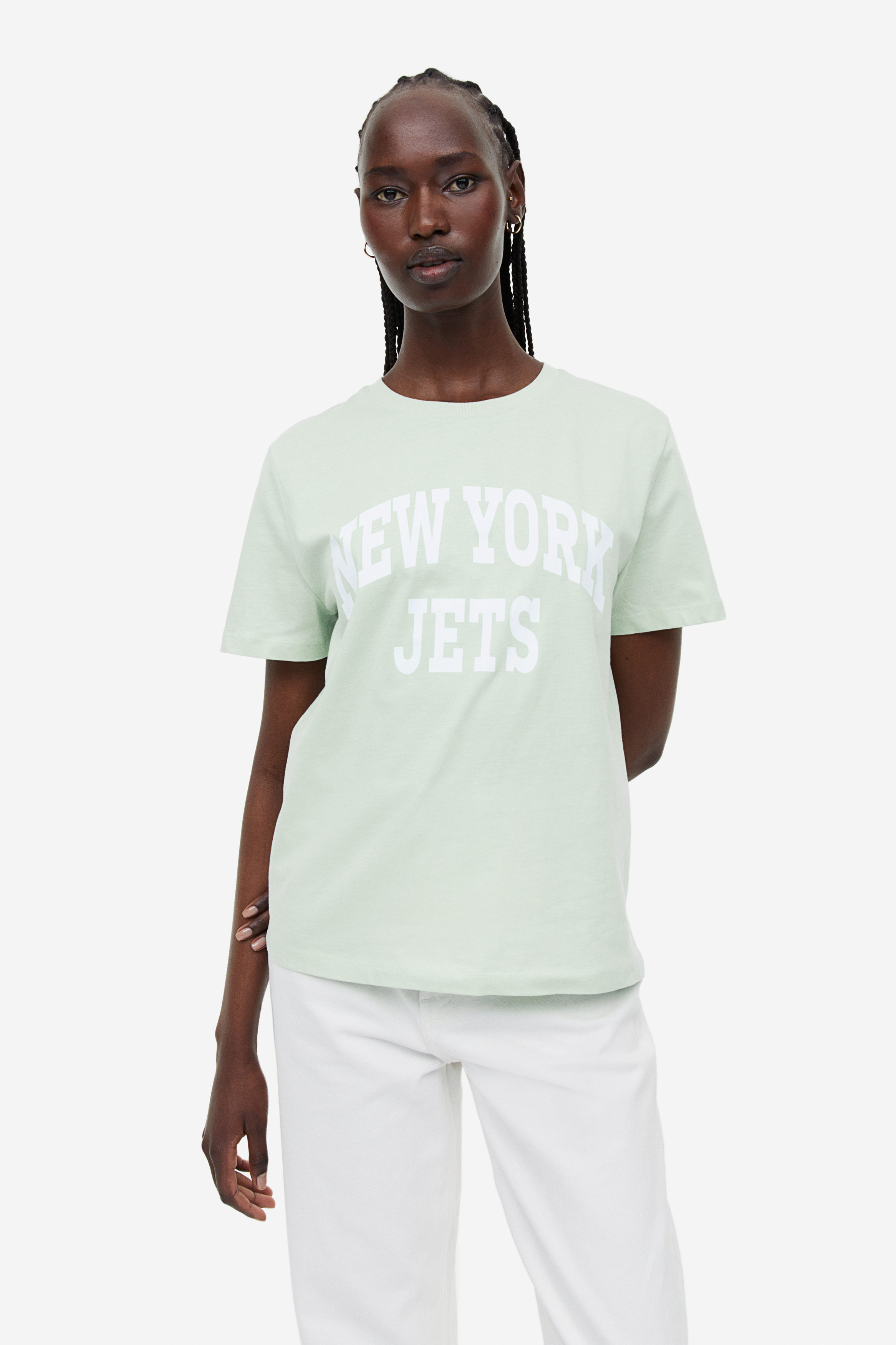 Oversized printed T-shirt - Light grey marl/New York Jets - Ladies