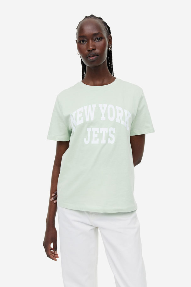 H&M T-shirt Med Motiv Ljusgrön/new York Jets