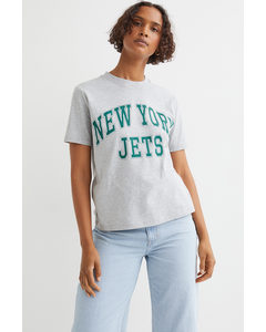 T-shirt With A Motif Grey Marl/new York Jets
