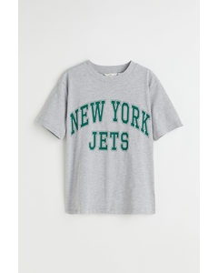 T-shirt Med Motiv Gråmeleret/new York Jets