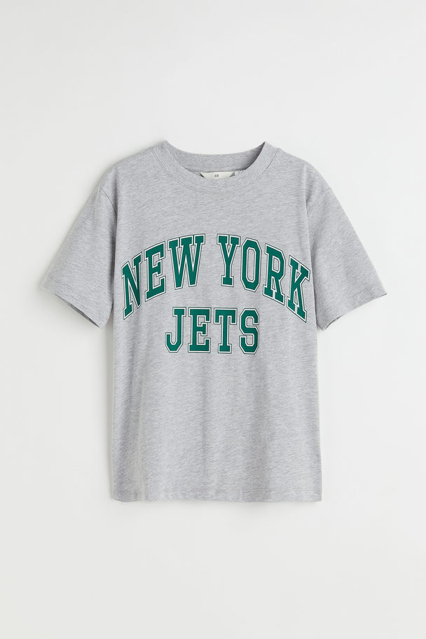 H&M T-Shirt mit Motiv Graumeliert/New York Jets