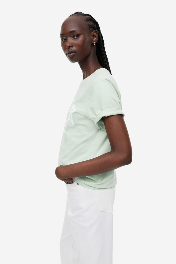 H&M T-shirt With A Motif Light Green/new York Jets