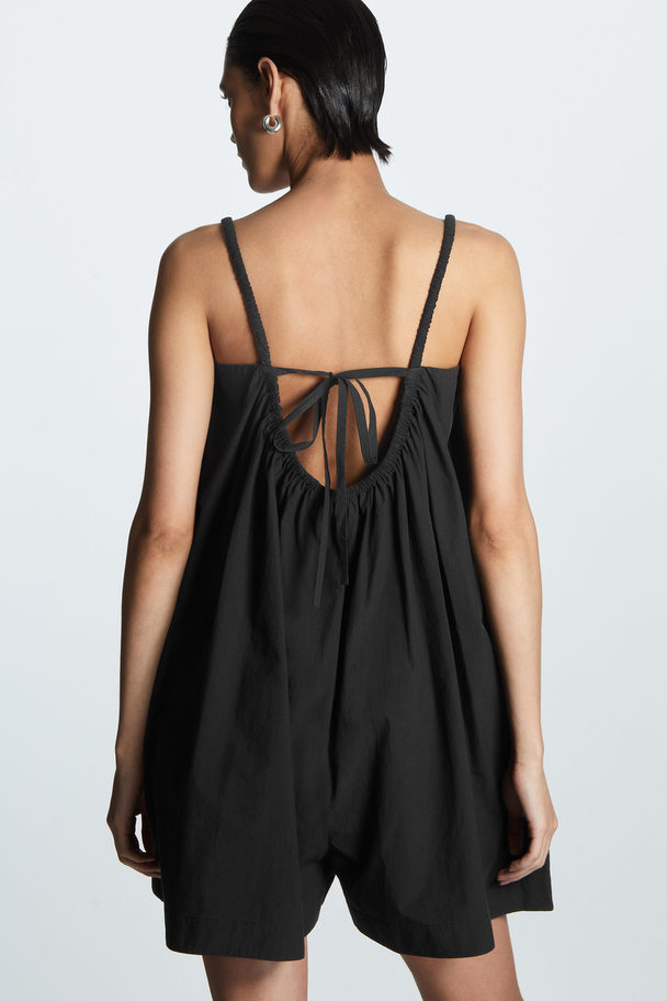 COS Gathered Strappy Playsuit Black