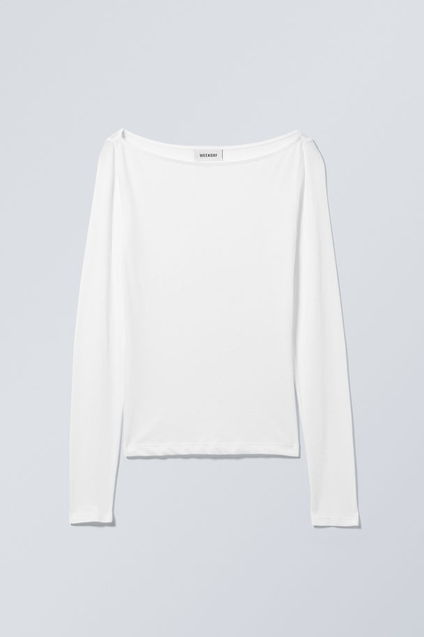 Weekday Boatneck Fitted Long Sleeve Top White