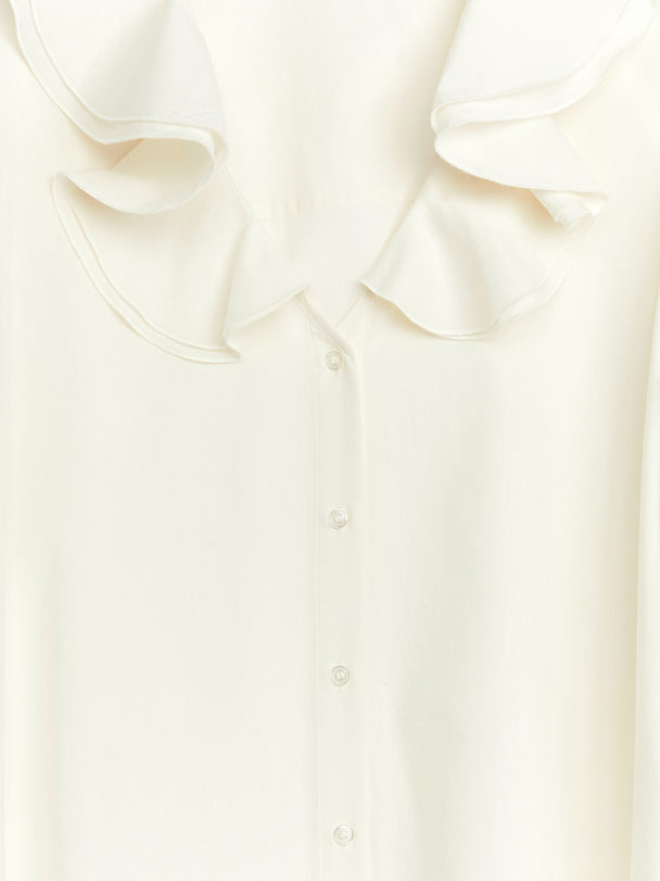 ARKET Bluse mit Rüschenkragen Weiß