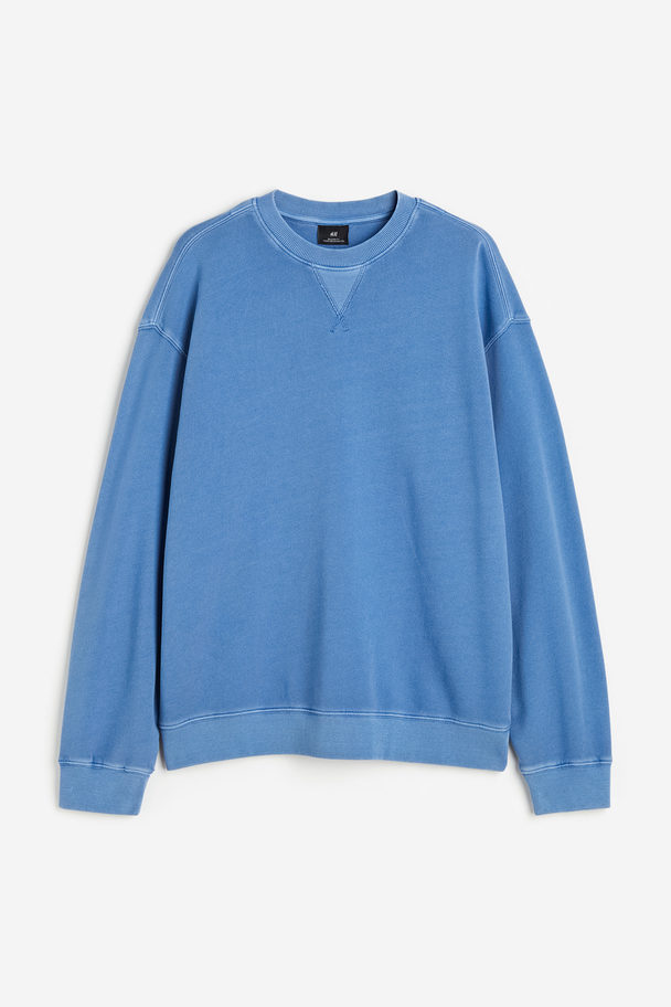 H&M Relaxed Fit Washed-look Sweatshirt Blue