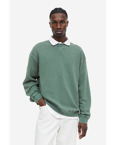 Relaxed Fit Washed-look Sweatshirt Green