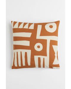 Patterned Cotton Cushion Cover Brown/patterned