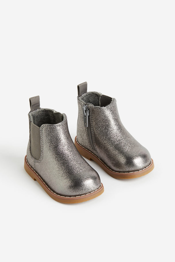 H&M Warm-lined Chelsea Boots Grey/metallic