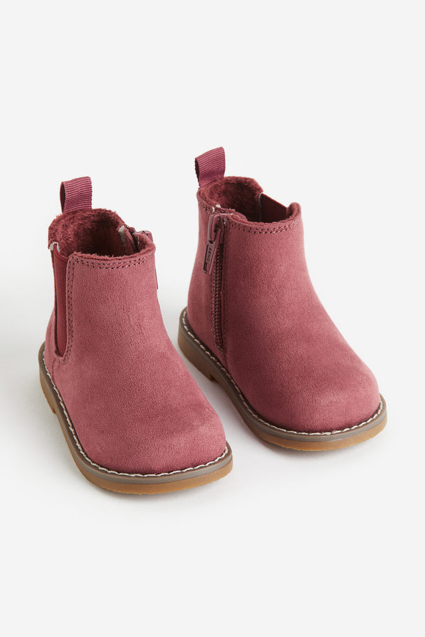 H&M Warm-lined Chelsea Boots Dark Pink