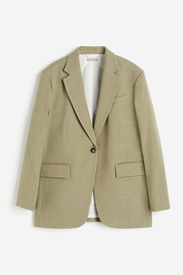 H&M Oversized Blazer Helles Khakigrün