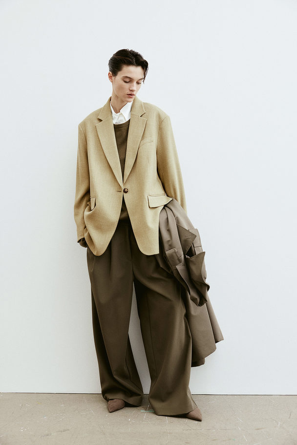 H&M Oversized Blazer Light Khaki Green