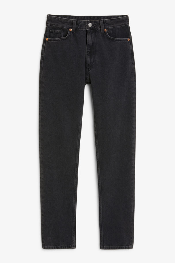Monki Zwarte Lange Kimomo Jeans Met Hoge Taille Zwart