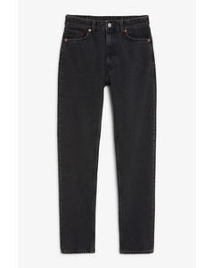 Zwarte Lange Kimomo Jeans Met Hoge Taille Zwart