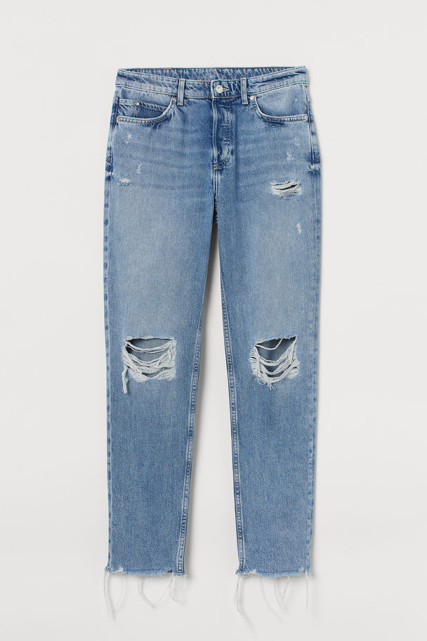 H&M 90s Boyfriend Fit Low Jeans Blau/Trashed