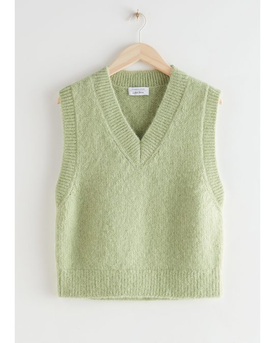 & Other Stories Oversized Wool Knit Vest Green