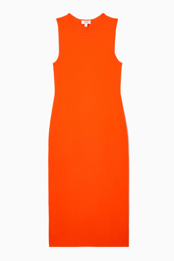 COS Knitted Midi Dress Bright Orange